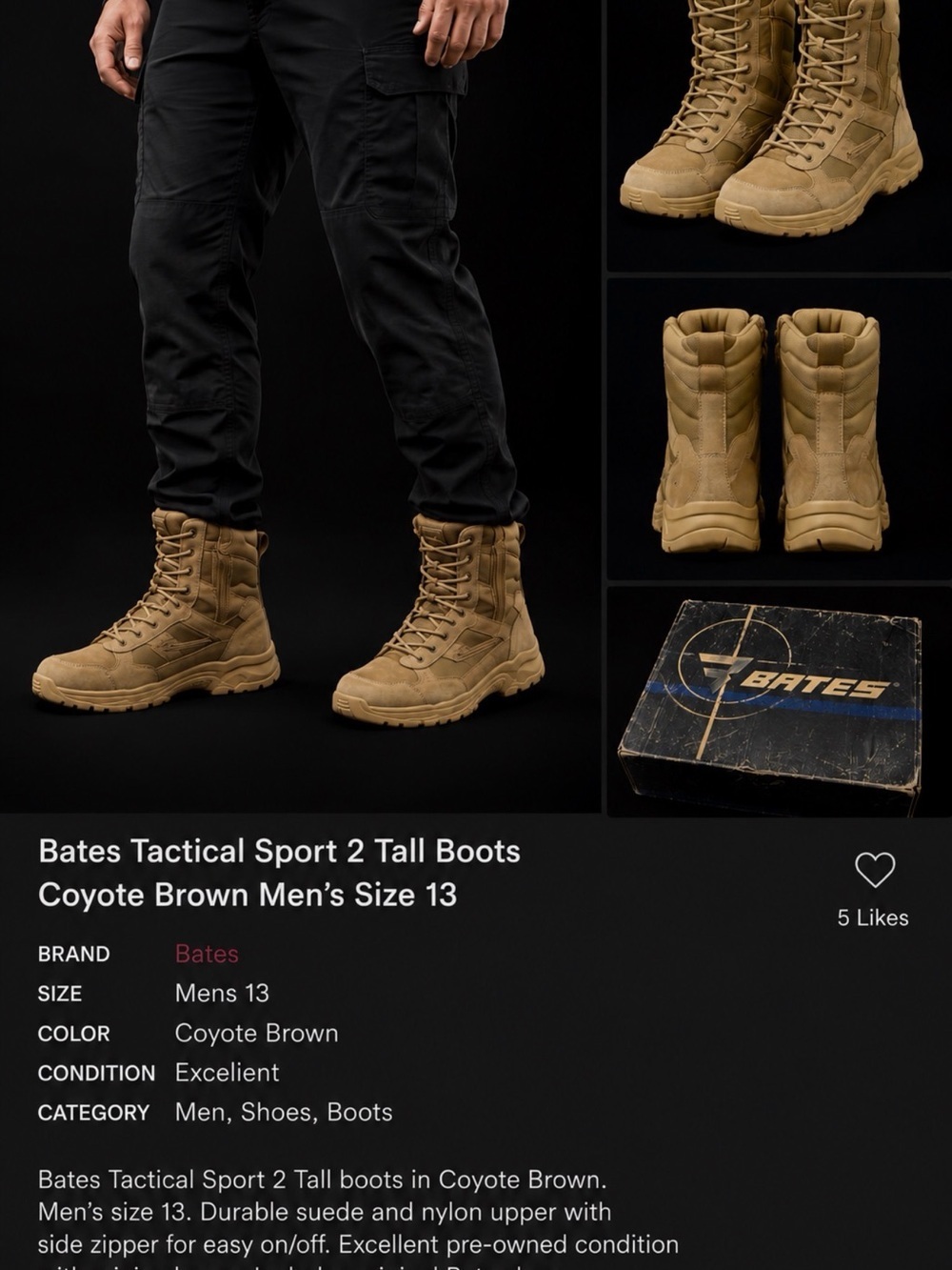 Bates Tactical Sport 2 Tall Boots in Coyote Brown